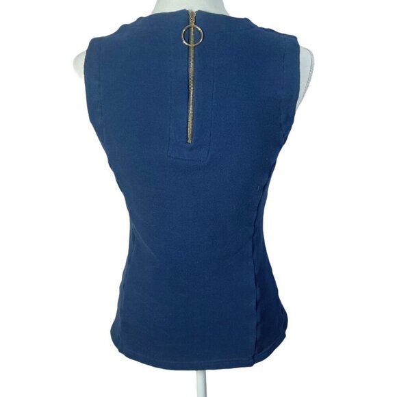 Derek Lam 10 Crosby Navy Blue Sleeveless Top Tank Top Terry Cloth Size 6 - Picture 3 of 9